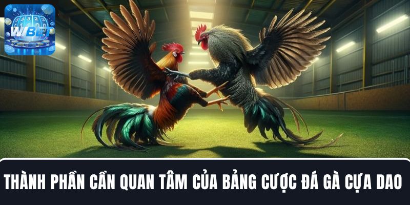Các thành phần cần quan tâm của bảng cá cược đá gà cựa dao trực tuyến